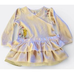 VTG Classic Pooh Disney Y2K Girls Sz 24Mos Pink Velour Embroidered Dress Tutu